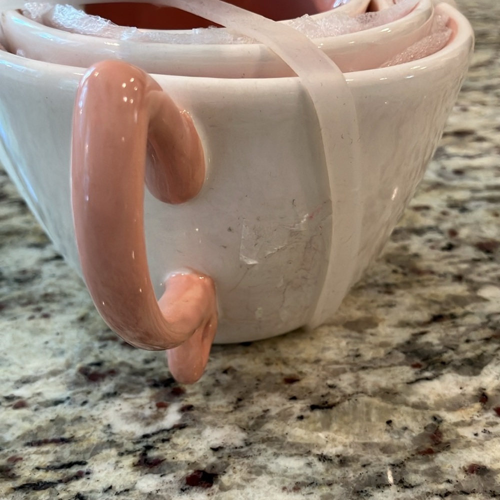 Disney Rae Dunn Tinkerbell Measuring Cups Set of 4 Pink Ceramic Nesting Set New - Picture 11 of 11